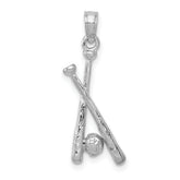 14K White Gold Baseball Bats Pendant with Rhodium Finish  Sports Charm